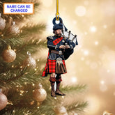 Personalized Clan Duke of Rothesay Modern Tartan Bagpipe Ornament with Custom Name – Scottish Christmas Tree Decoration CT22